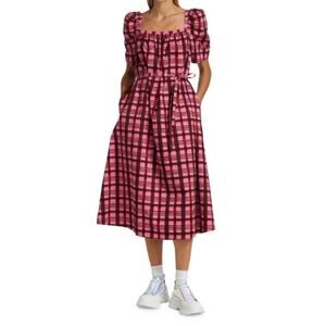 BAUM UND PFERDGARTEN The Local Escape Aiko Plaid Midi Belted Dress 38 M